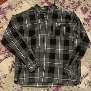 KEY Black and Gray Plaid Long Sleeve Shirt